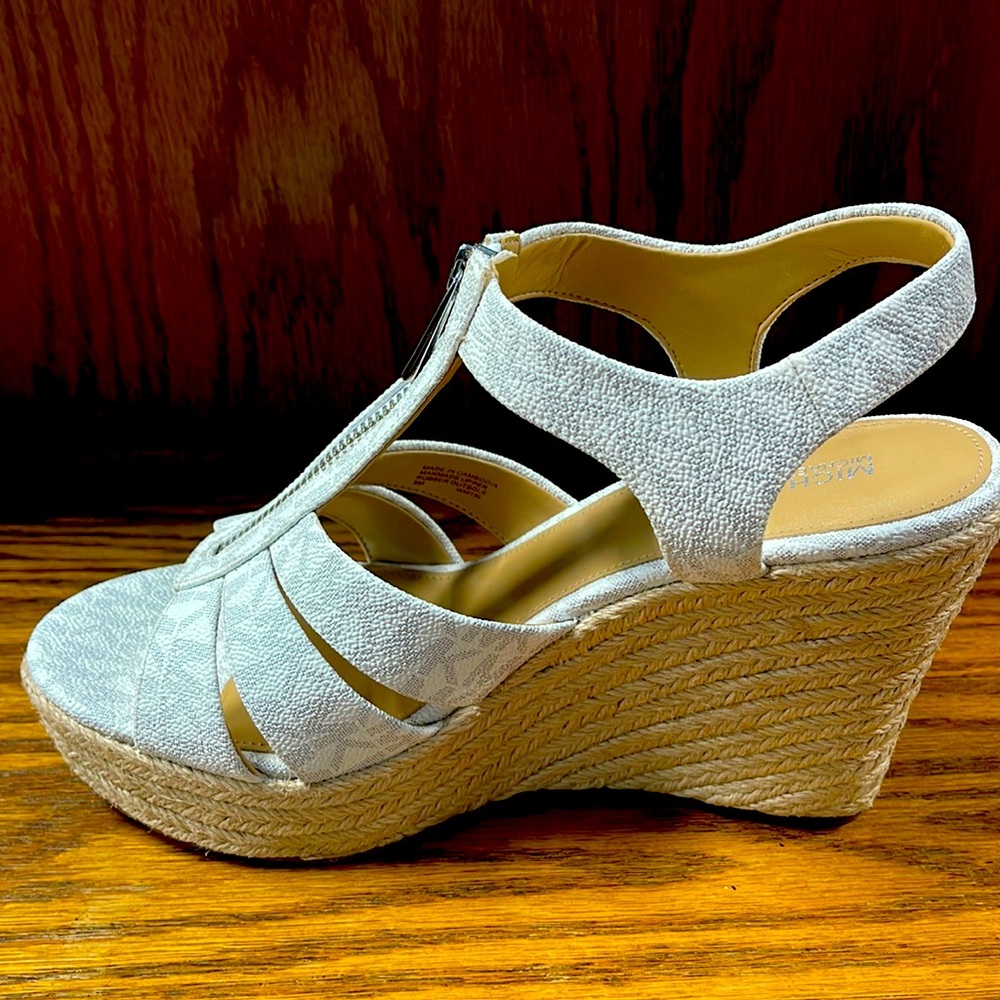 MK logo wedges sandals
